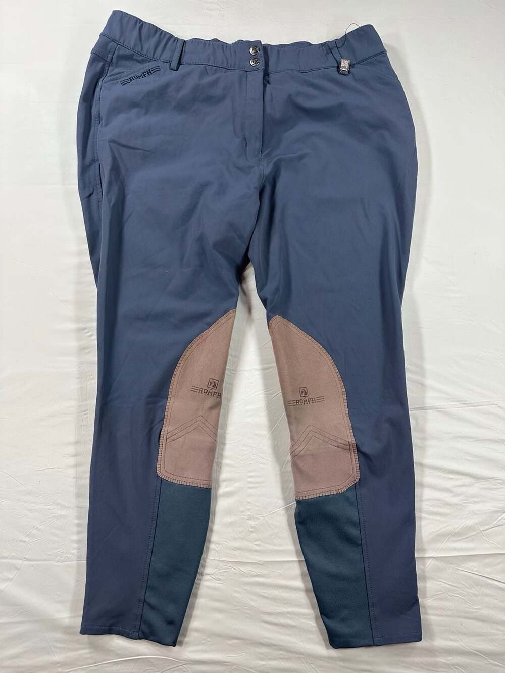 Romfh Knee Patch Riding Breeches Size 36R Blue Equestrian Pants Horseback